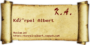 Körpel Albert névjegykártya